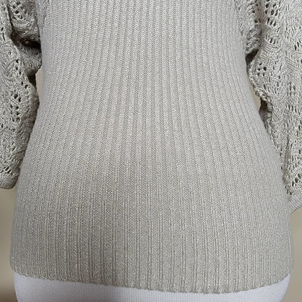 XOXO Collection Knit Metallic Sweater Tan Silver Size Small - Picture 13 of 16